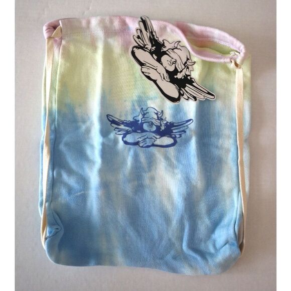 Boys Lie Women's Pink/Blue Cotton Candy Tie Dye Drawstring Bag w/Angel Sticker - Picture 1 of 5